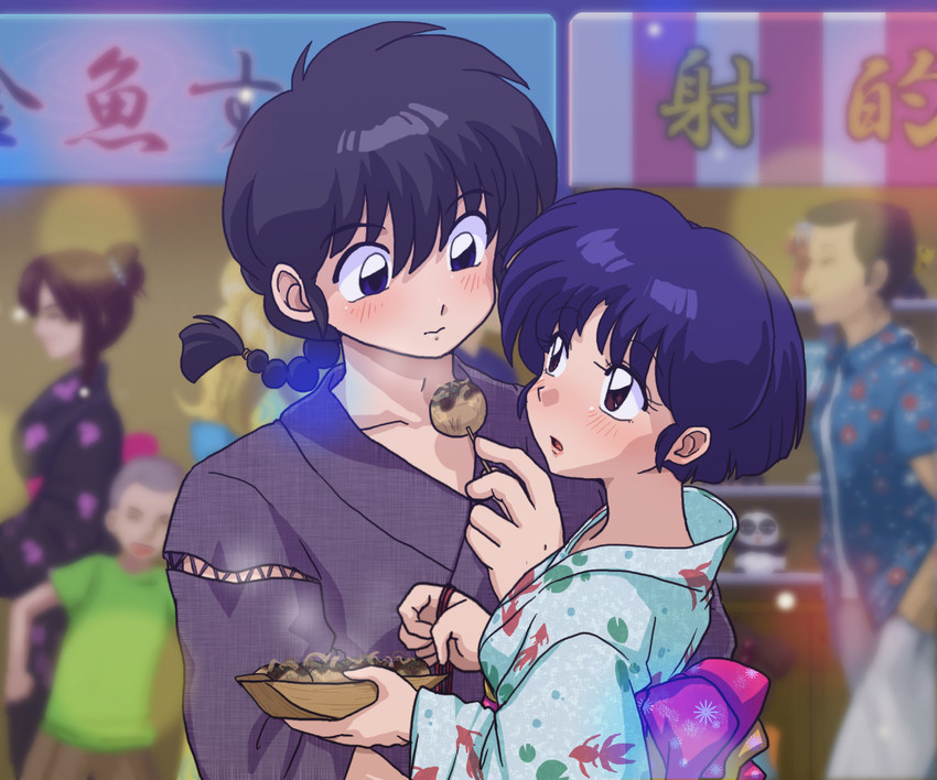 tendou akane and saotome ranma (ranma 1/2) drawn by wanta_(futoshi)