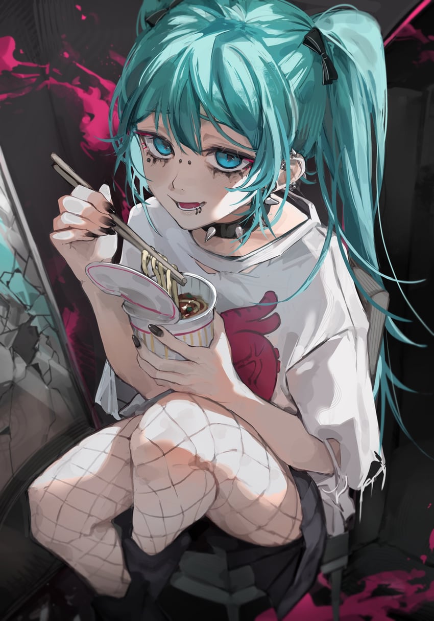 hatsune miku (vocaloid and 1 more) drawn by littlemisstina_(artist)