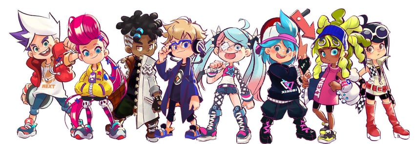 kappei, berecca, van, lucy, ron, and 3 more (ninjala and 1 more) drawn by rianti-wong