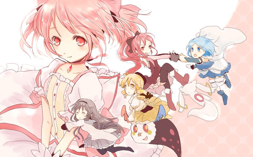 akemi homura, kaname madoka, miki sayaka, sakura kyoko, tomoe mami, and 2 more (mahou shoujo madoka magica) drawn by xxxx_saki