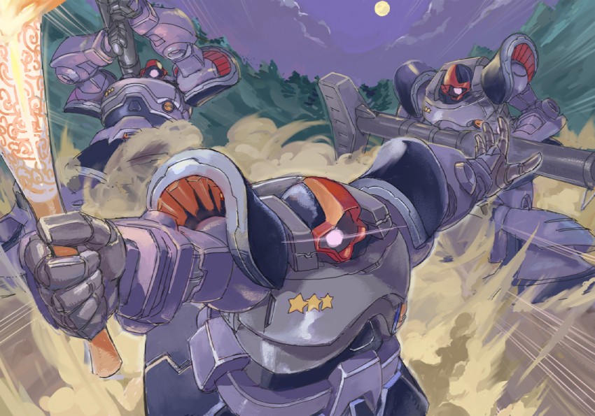 dom and black tri-stars (gundam and 1 more) drawn by o/p.com