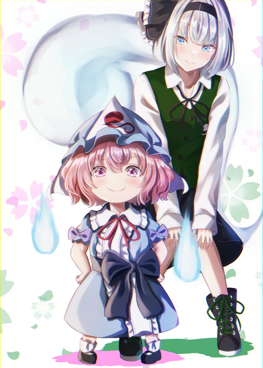konpaku youmu and saigyouji yuyuko (touhou) drawn by shiranui_(wasuresateraito)