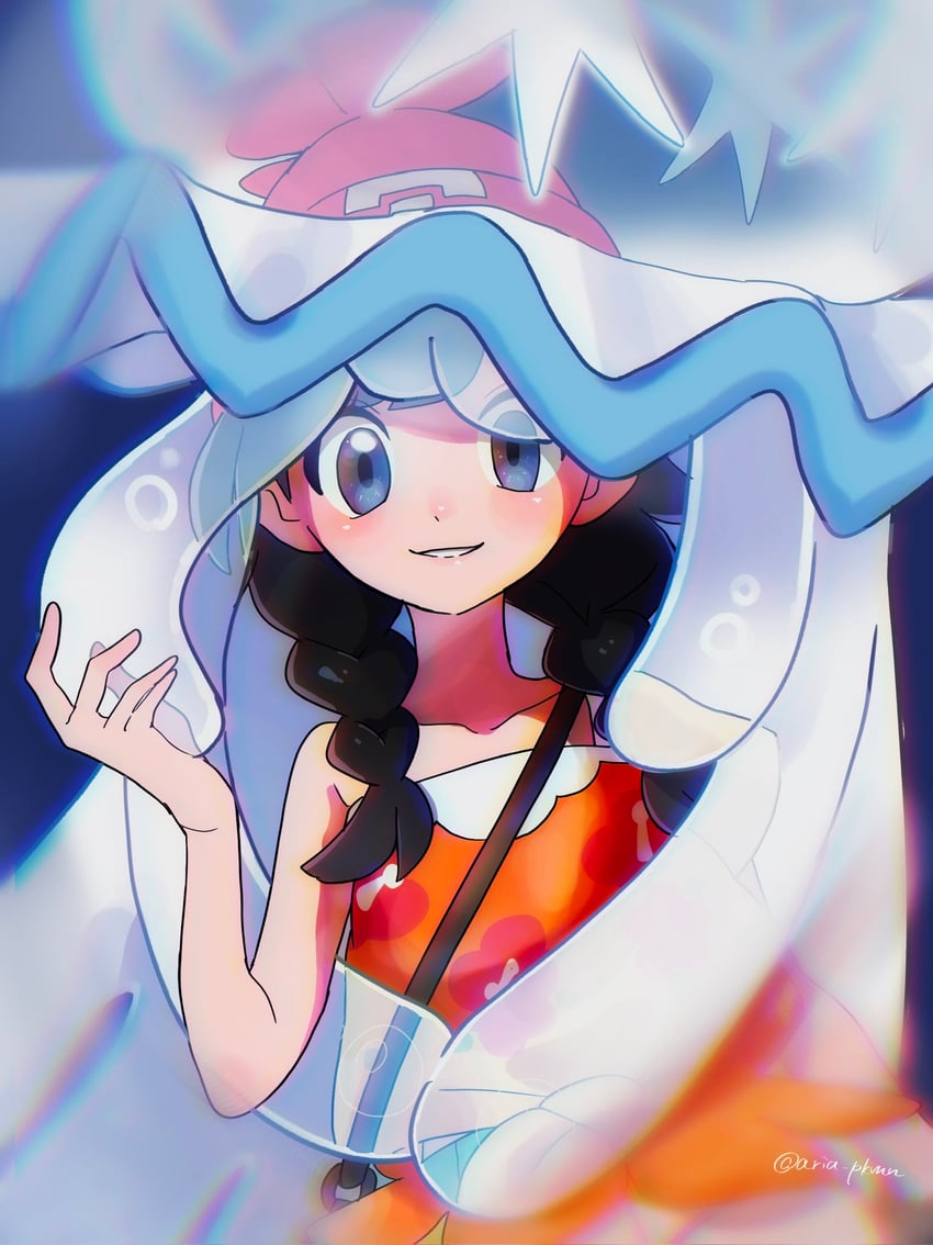 selene and nihilego (pokemon and 1 more) drawn by aria_pkmn