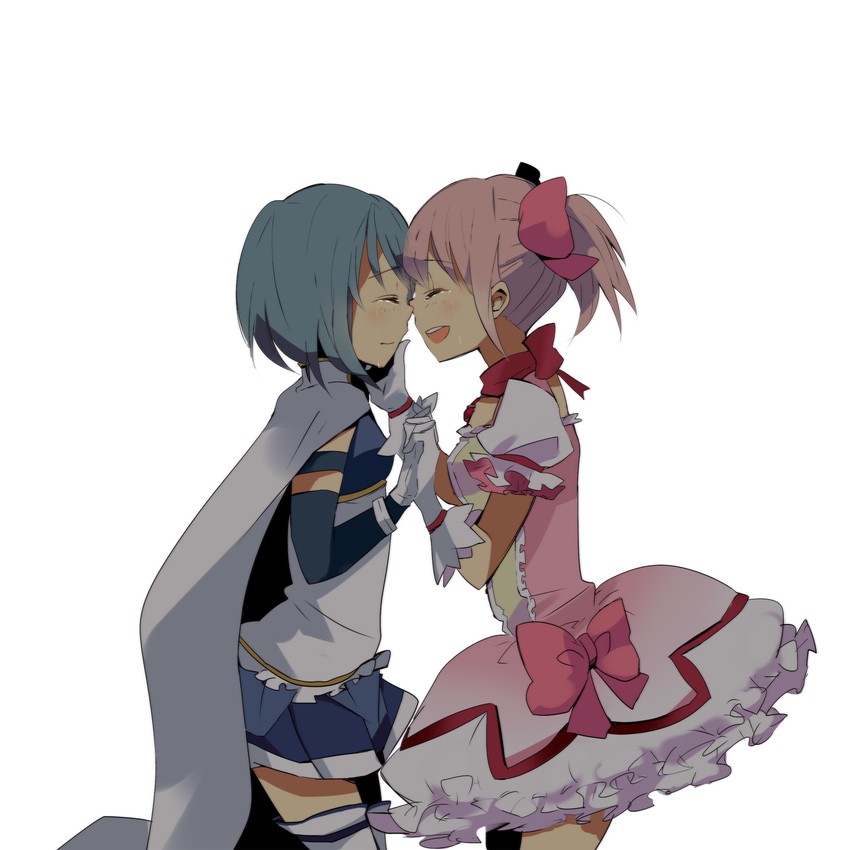 kaname madoka and miki sayaka (mahou shoujo madoka magica) drawn by meno