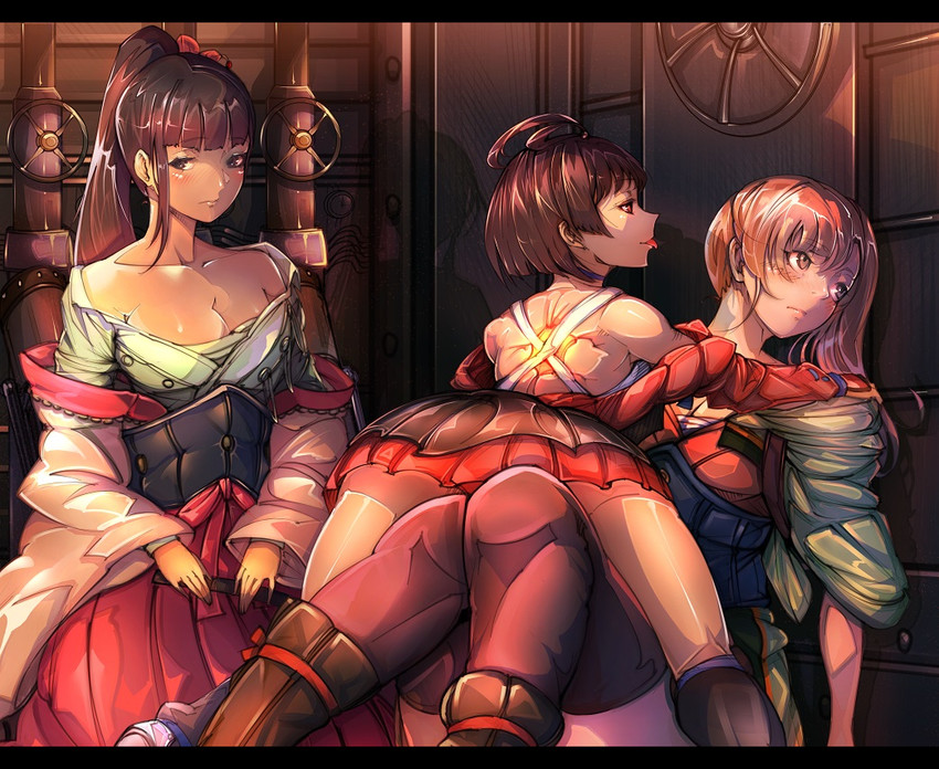mumei, yomogawa ayame, and kajika (koutetsujou no kabaneri) drawn by masayoshi