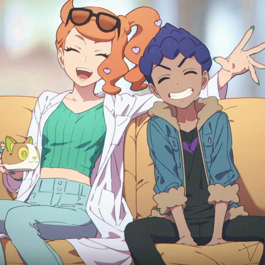 sonia, hop, and yamper (pokemon and 1 more) drawn by sankaku