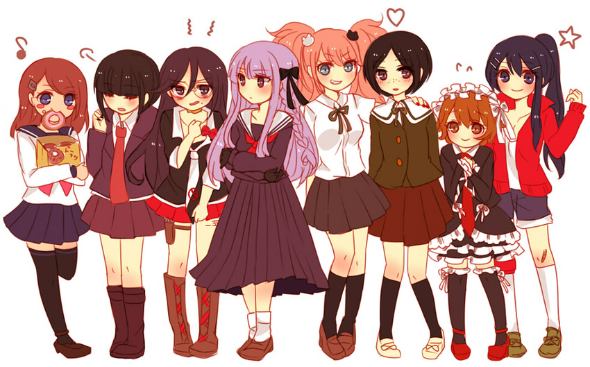 kirigiri kyoko, enoshima junko, celestia ludenberg, maizono sayaka, fujisaki chihiro, and 3 more (danganronpa and 1 more) drawn by kotono_(pixiv2943202)