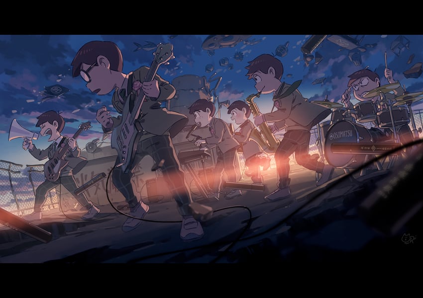 matsuno osomatsu, matsuno karamatsu, matsuno ichimatsu, matsuno jyushimatsu, matsuno choromatsu, and 1 more (osomatsu and 2 more) drawn by poten