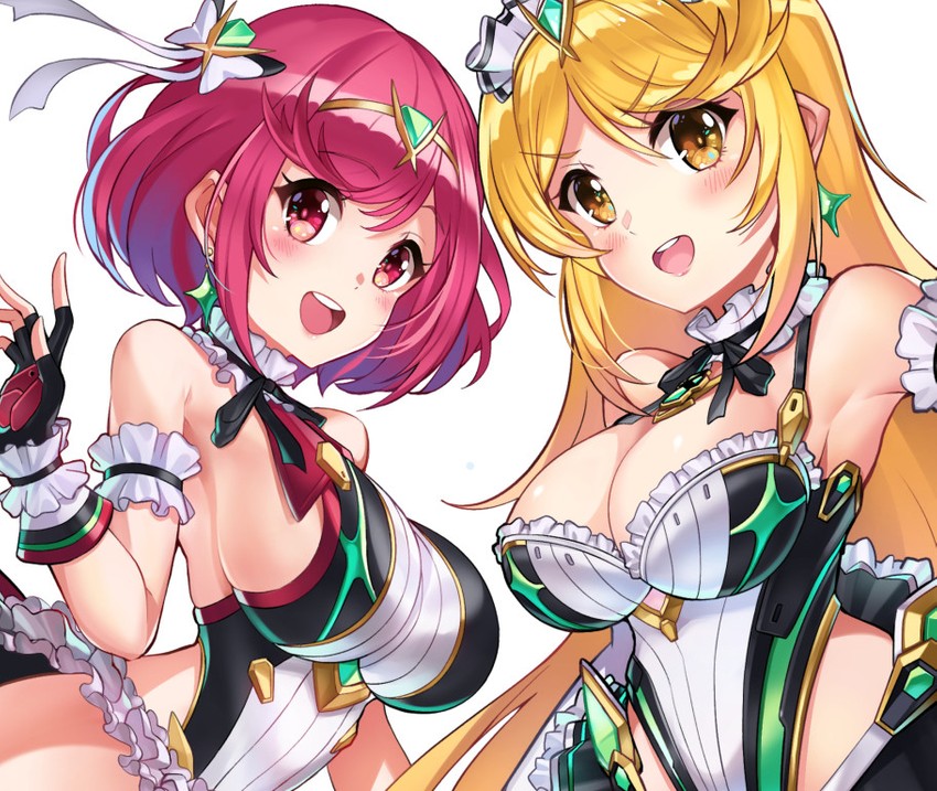 pyra and mythra (xenoblade chronicles and 1 more) drawn by cawang