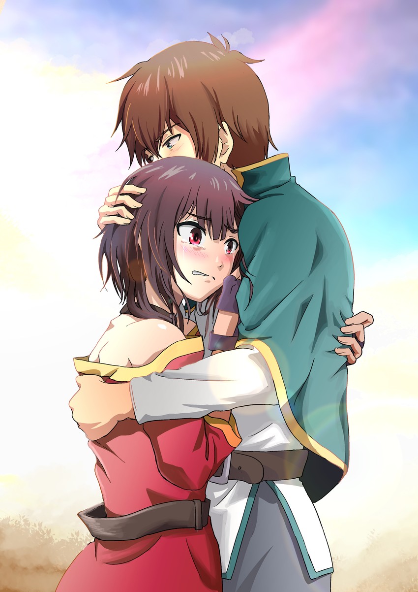 megumin and satou kazuma (kono subarashii sekai ni shukufuku wo!) drawn by oyaji2436