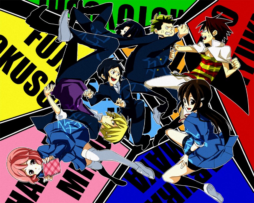 kaburagi maya, mimasaka rentarou, hanamaki miku, ashitaba iku, fuji rokusuke, and 2 more (hokenshitsu no shinigami) drawn by anko_(teadial)