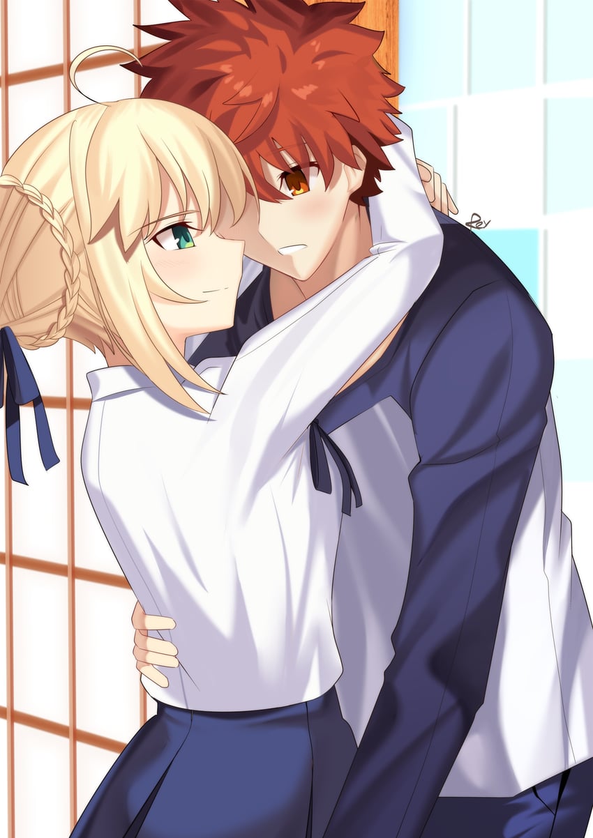 artoria pendragon, saber, and emiya shirou (fate and 1 more) drawn by rey_r31_44