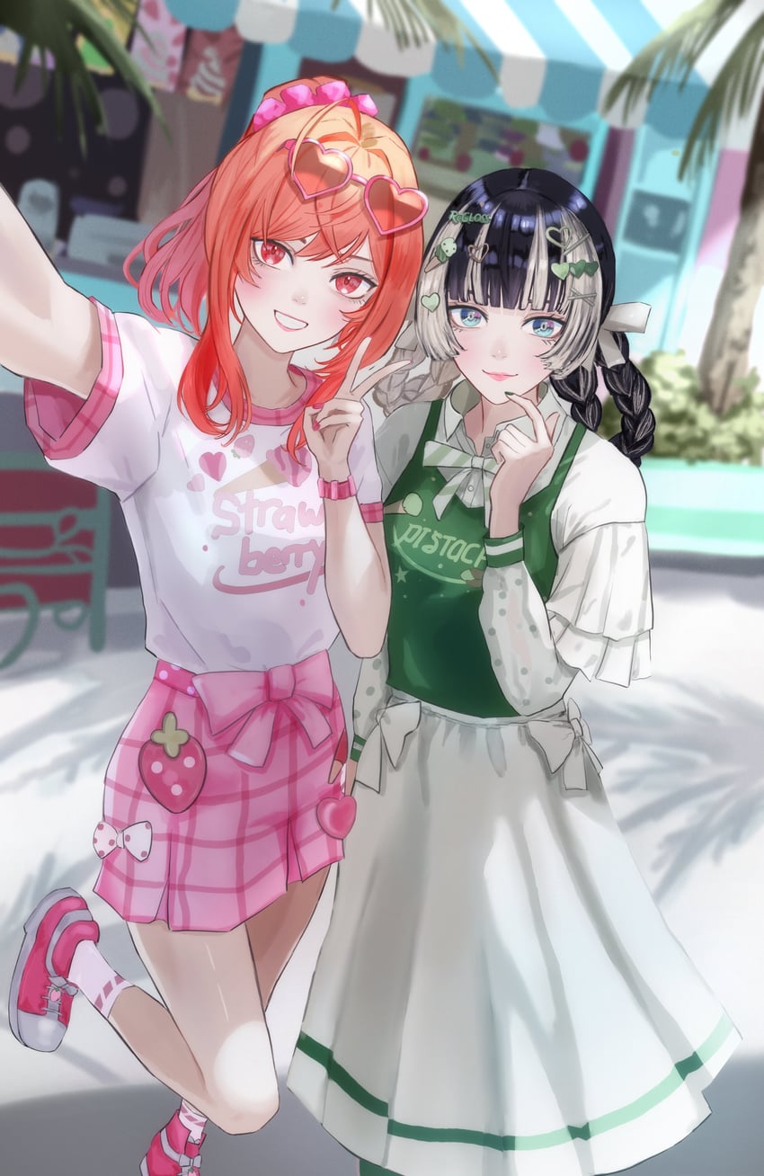 ichijou ririka and juufuutei raden (hololive and 1 more) drawn by dhbwinner