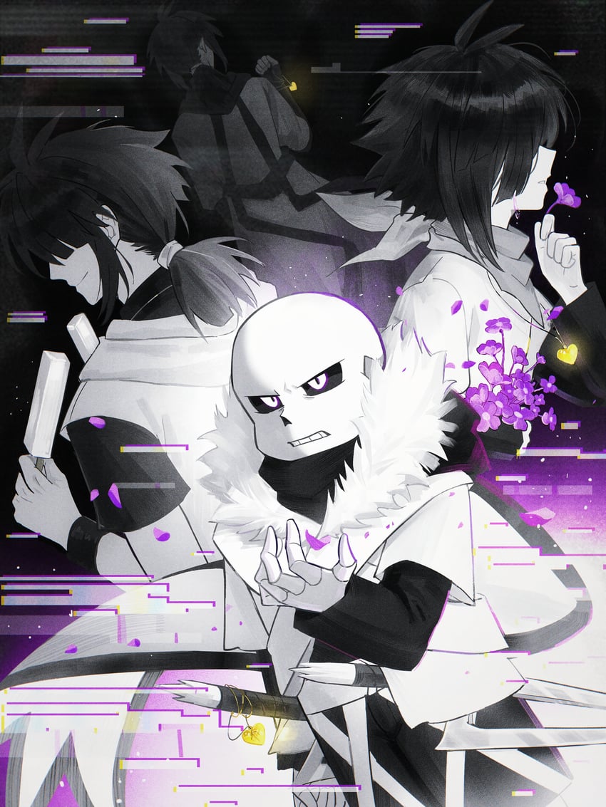 frisk and sans (undertale and 1 more) drawn by hanbaobaobaozhu