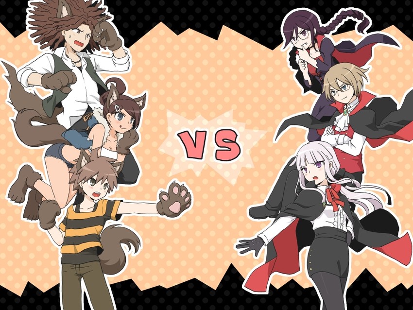 kirigiri kyoko, naegi makoto, fukawa toko, asahina aoi, togami byakuya, and 1 more (danganronpa and 1 more) drawn by nanasaki