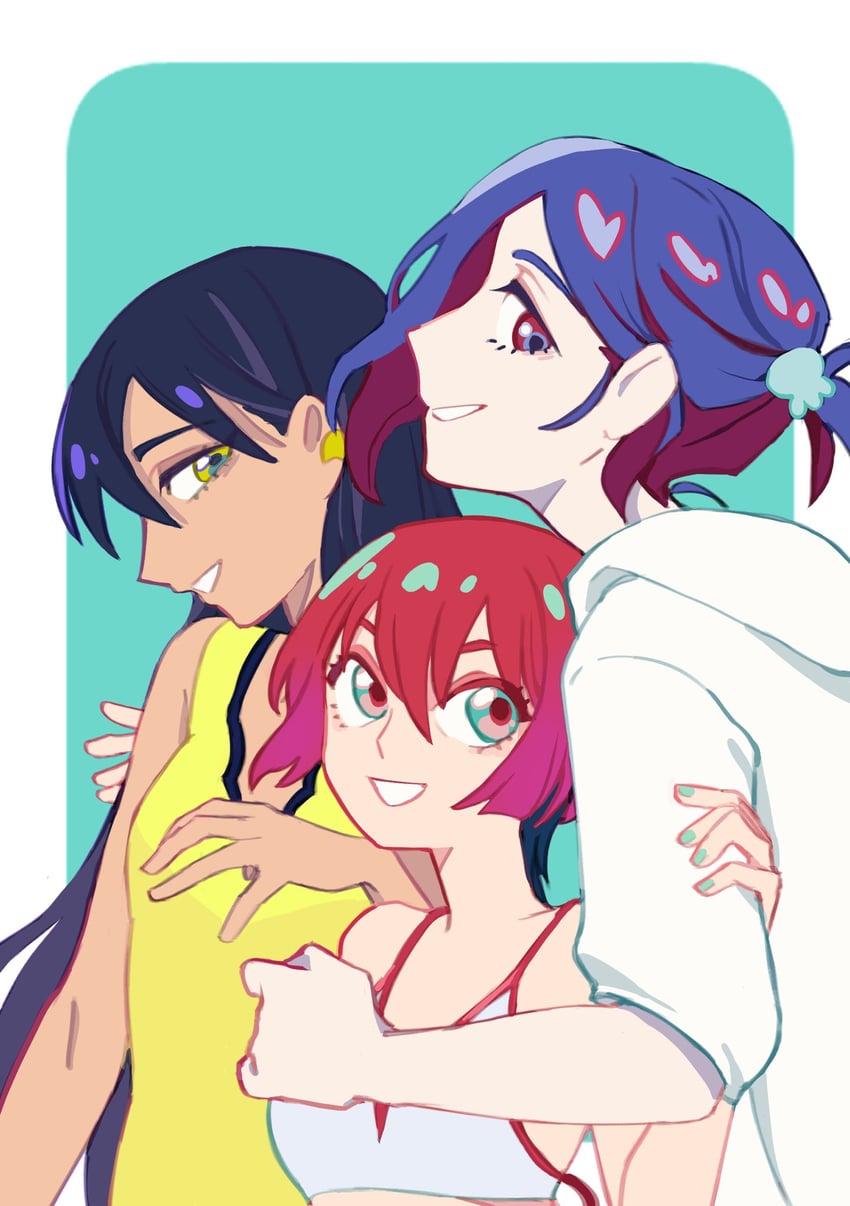 amate yuzuriha, shuji ito, and nyaan (gundam and 1 more) drawn by rhelia