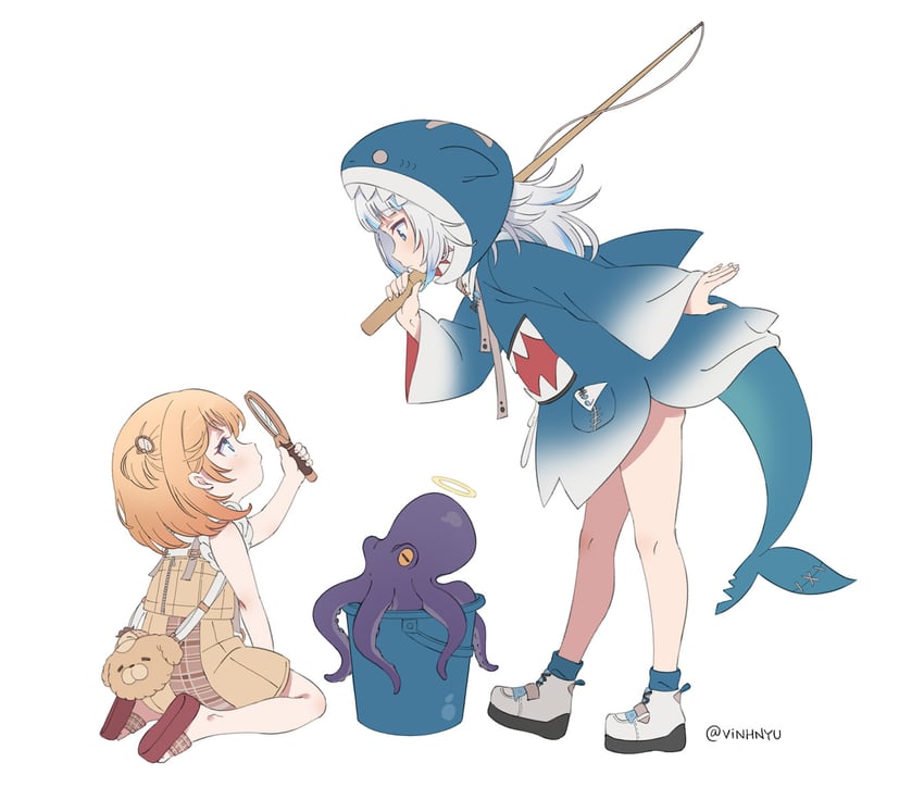 gawr gura, ninomae ina'nis, watson amelia, and bubba (hololive and 1 more) drawn by vinhnyu