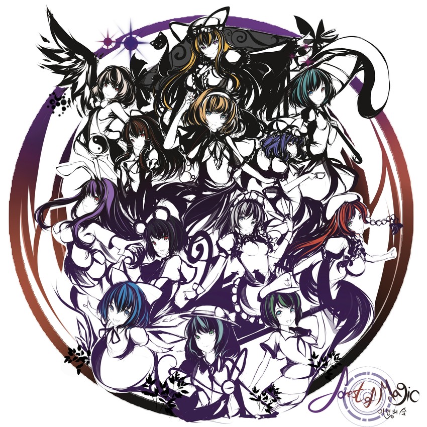 hakurei reimu, remilia scarlet, izayoi sakuya, komeiji koishi, alice margatroid, and 8 more (touhou) drawn by faefaea