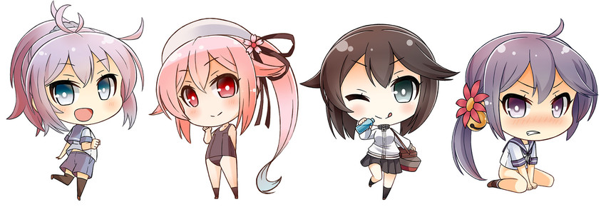 akebono, aoba, harusame, and hayasui (kantai collection) drawn by soba_(sobaya1938)