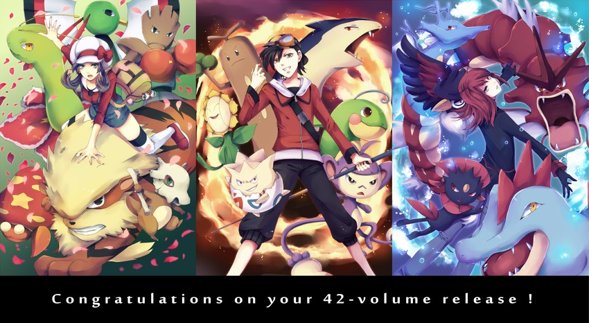ethan, silver, kris, togepi, arcanine, and 15 more (pokemon and 1 more) drawn by z-epto_(chat-noir86)