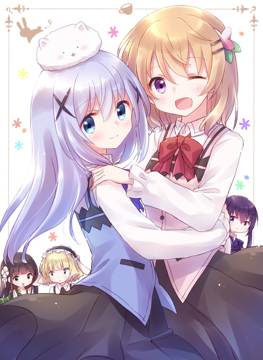 kafuu chino, hoto cocoa, kirima syaro, tippy, tedeza rize, and 1 more (gochuumon wa usagi desu ka?) drawn by nyaa_(nnekoron)