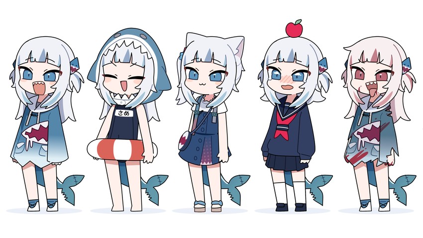 gawr gura and bloop (hololive and 2 more) drawn by channel_(caststation)