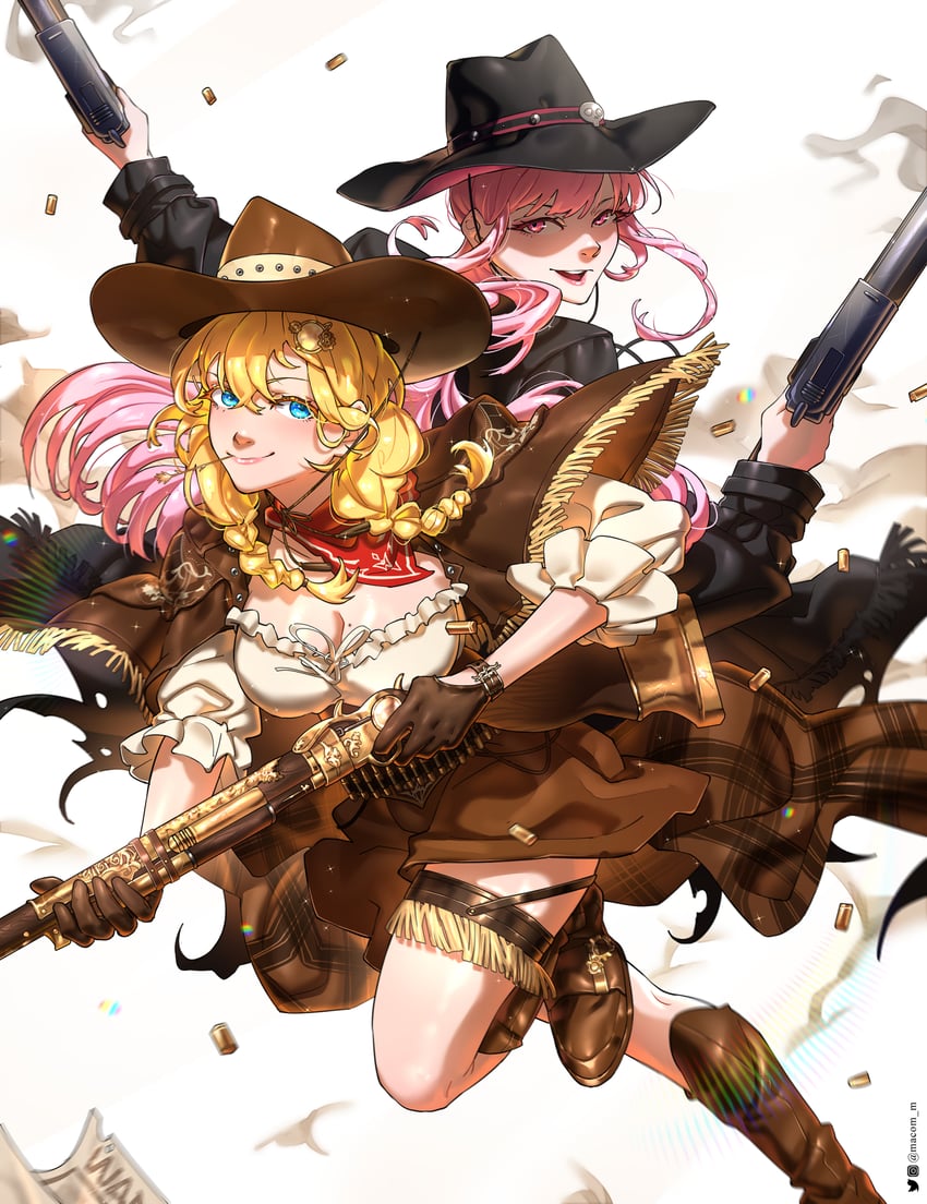 mori calliope and watson amelia (hololive and 1 more) drawn by macom_m