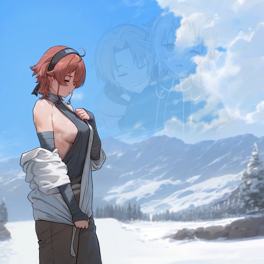 eris greyrat, sylphiette, and rudeus greyrat (mushoku tensei) drawn by hooooomura