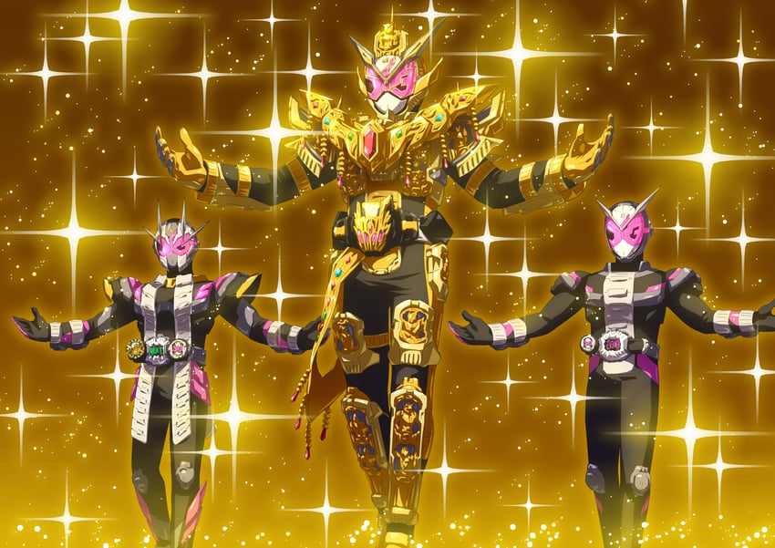 kamen rider kuuga, kamen rider decade, kamen rider double, kamen rider ooo, kamen rider faiz, and 21 more (kamen rider and 22 more) drawn by otokamu
