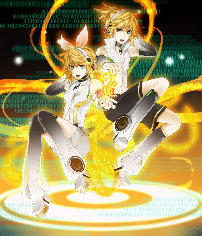 kagamine rin and kagamine len (vocaloid) drawn by rico_(fbn3)