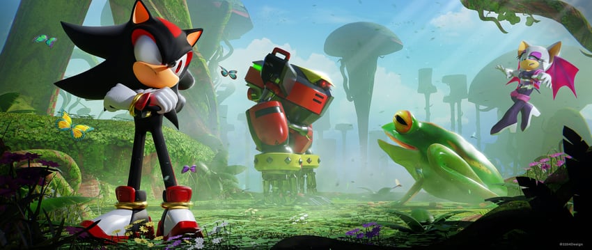 shadow the hedgehog, rouge the bat, and e-123 omega (sonic and 1 more) drawn by 2204design