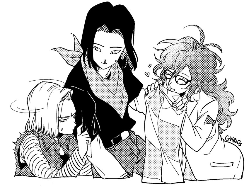 android 18, android 21, and android 17 (dragon ball and 2 more) drawn by tama_azusa_hatsu