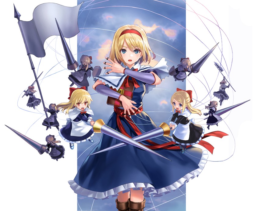 alice margatroid, shanghai doll, and hourai doll (touhou) drawn by hirono_(hxze4434)