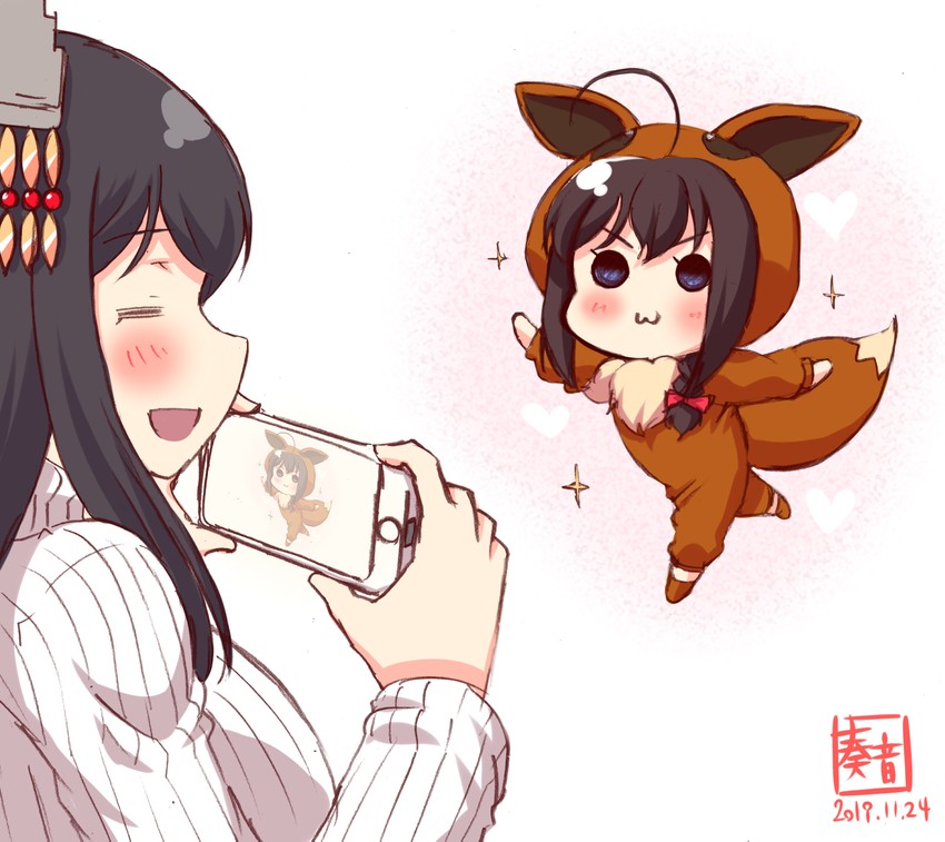shigure, eevee, yamashiro, and poke kid (kantai collection and 2 more) drawn by kanon_(kurogane_knights)