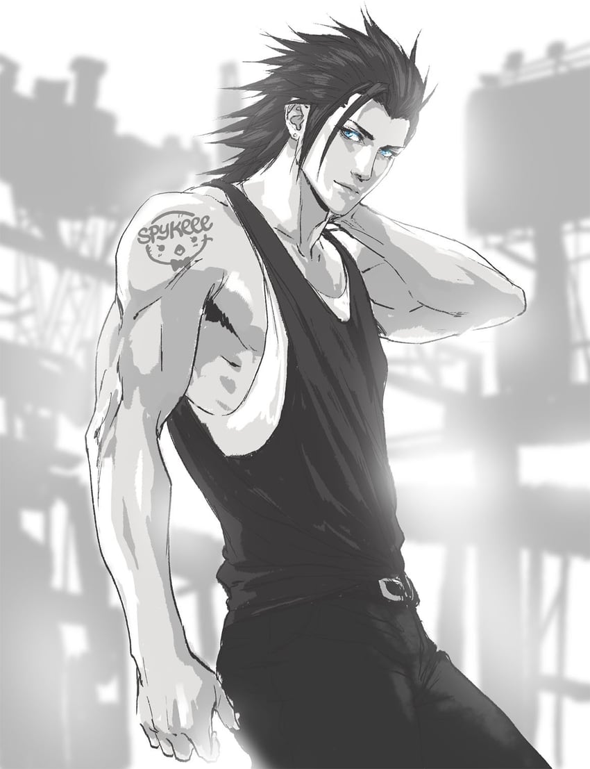 zack fair (final fantasy and 2 more) drawn by spykeee