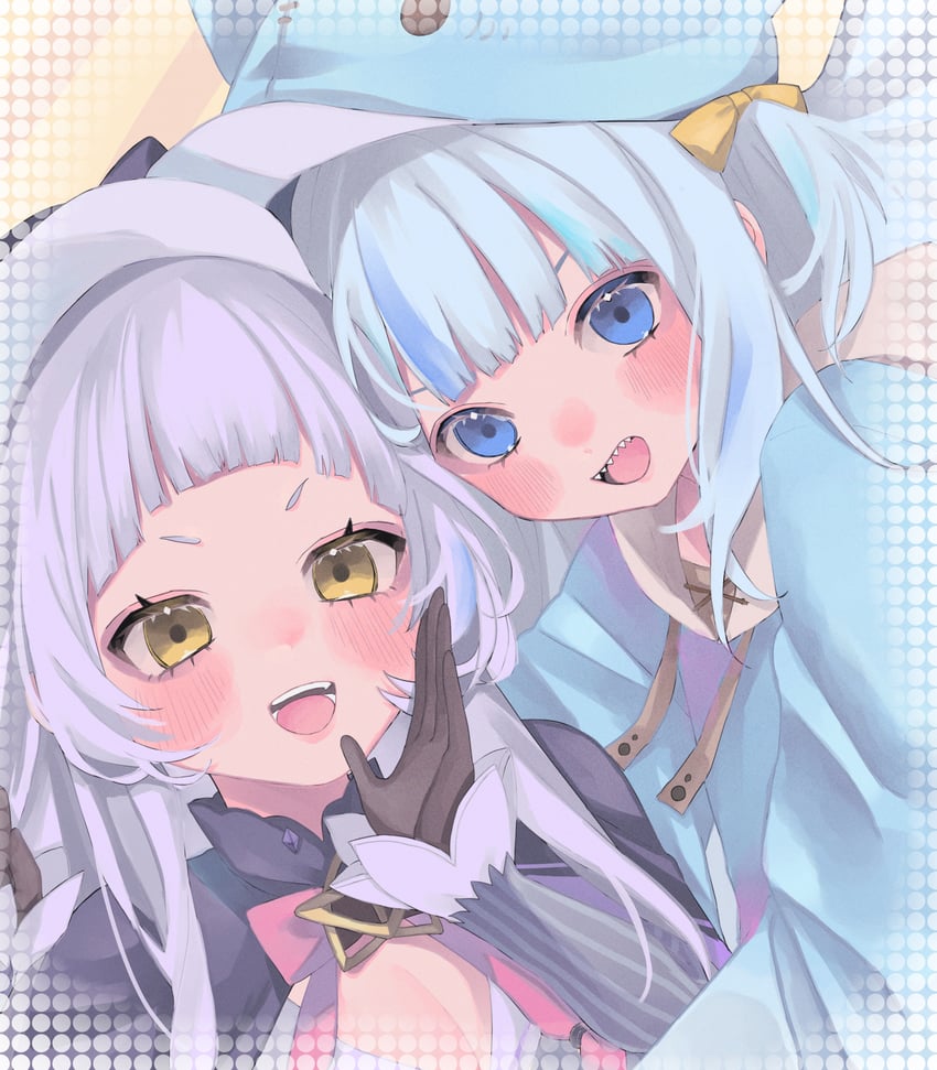 gawr gura and murasaki shion (hololive and 1 more) drawn by mochida_(bisuke_f)
