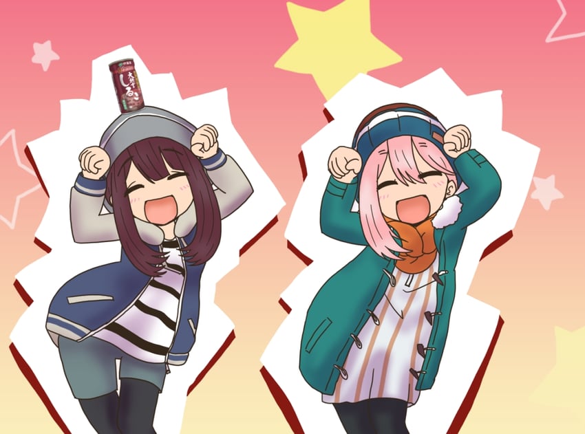 kagamihara nadeshiko and toki ayano (yurucamp) drawn by jagi_(jagi_souken)