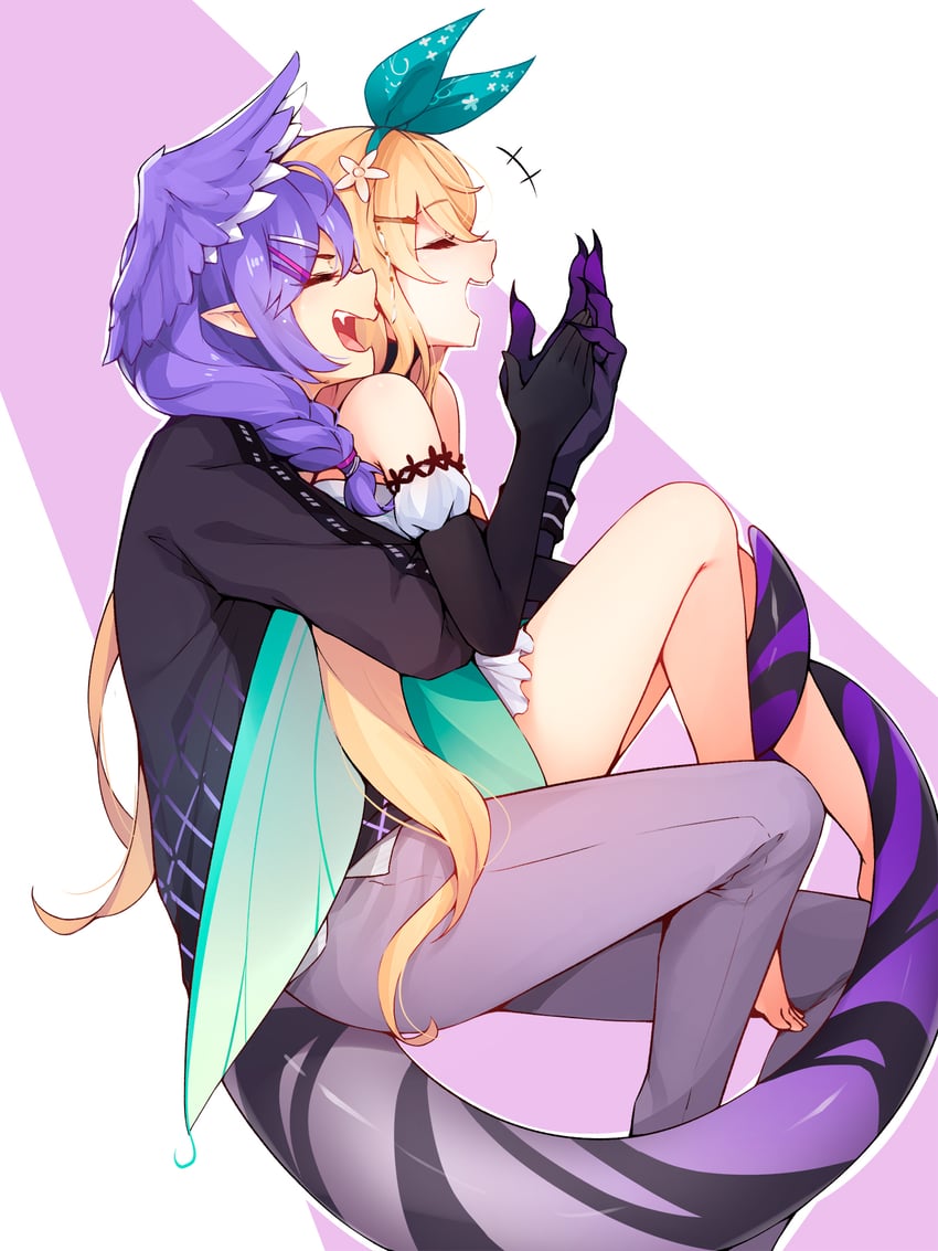 selen tatsuki and pomu rainpuff (nijisanji and 1 more) drawn by ricegnat