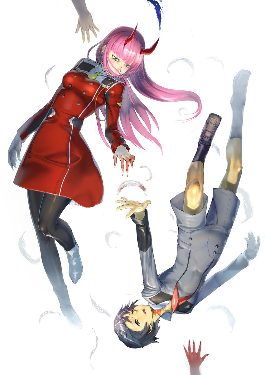 zero two and hiro (darling in the franxx) drawn by soramiruku