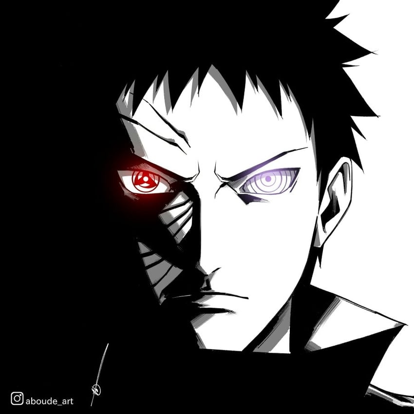 uchiha obito (naruto and 1 more) drawn by aboude_art