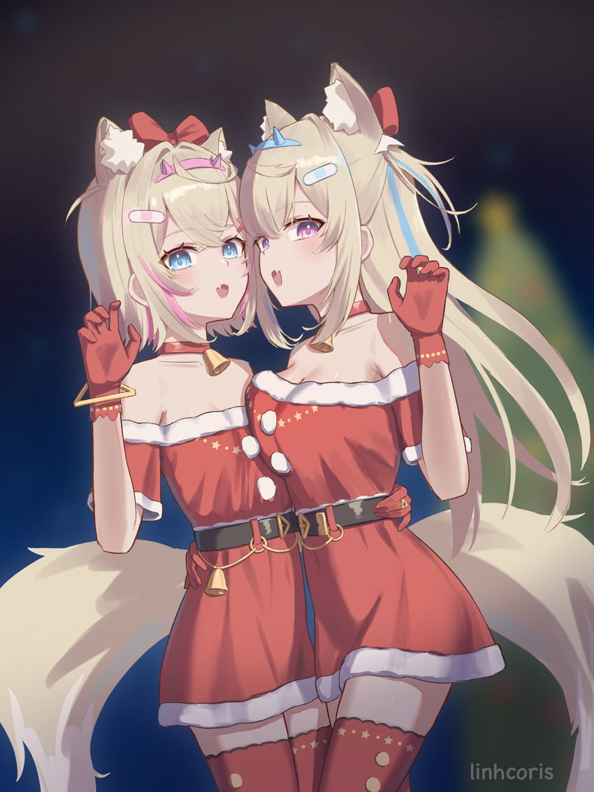fuwawa abyssgard and mococo abyssgard (hololive and 1 more) drawn by linhcoris
