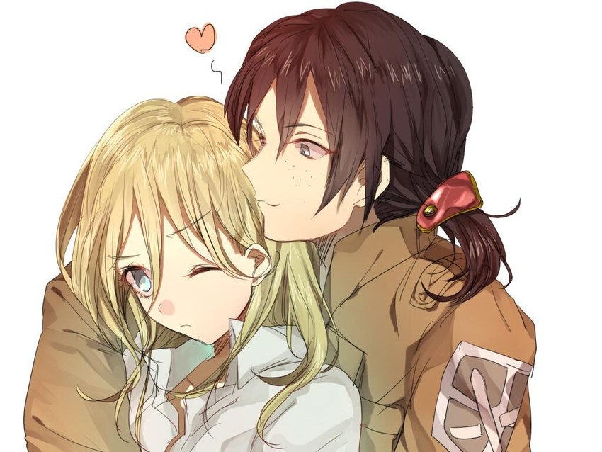 krista lenz and ymir (shingeki no kyojin) drawn by koko_(kotobutyann)