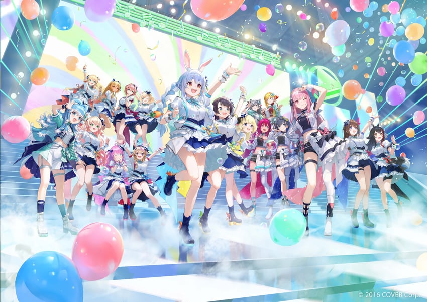 mori calliope, usada pekora, ouro kronii, ookami mio, oozora subaru, and 13 more (hololive and 2 more) drawn by matsuo_shogo