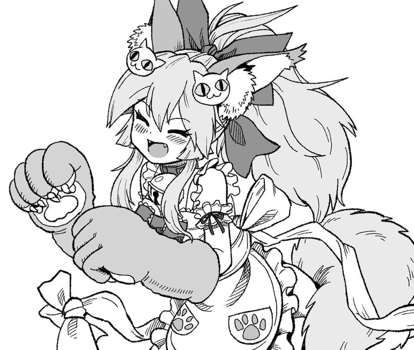 tamamo and tamamo cat (fate and 1 more) drawn by kusama_takato
