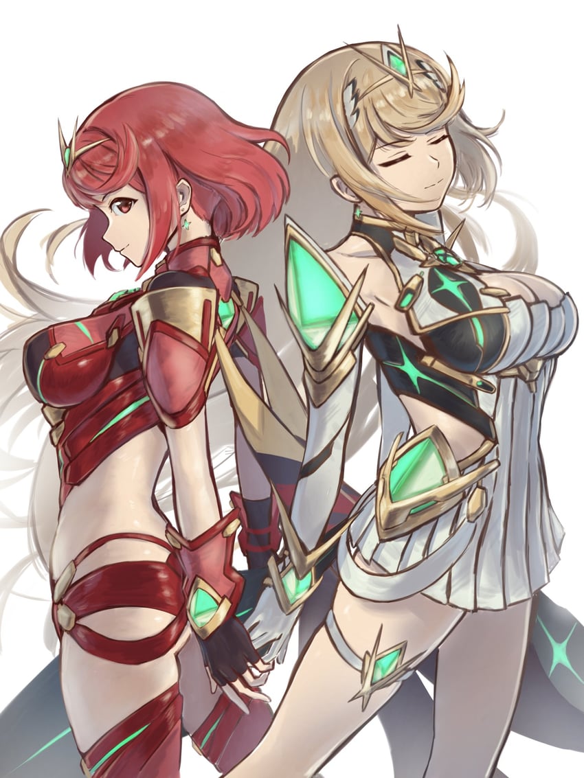 pyra and mythra (xenoblade chronicles and 1 more) drawn by tororo_kafka