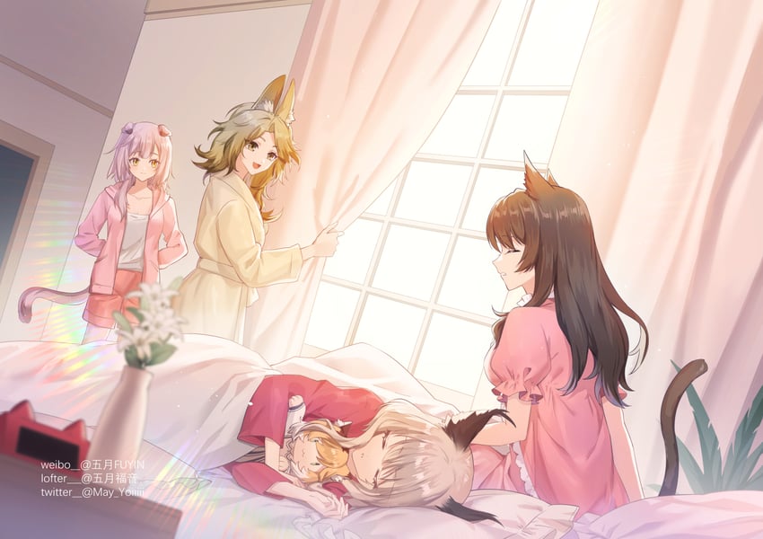 goldenglow, skyfire, mousse, quercus, and haze (arknights) drawn by gogatsu_fukuin