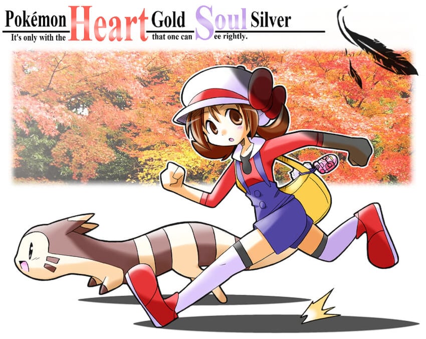 lyra and furret (pokemon and 2 more) drawn by rascal_(feuille)