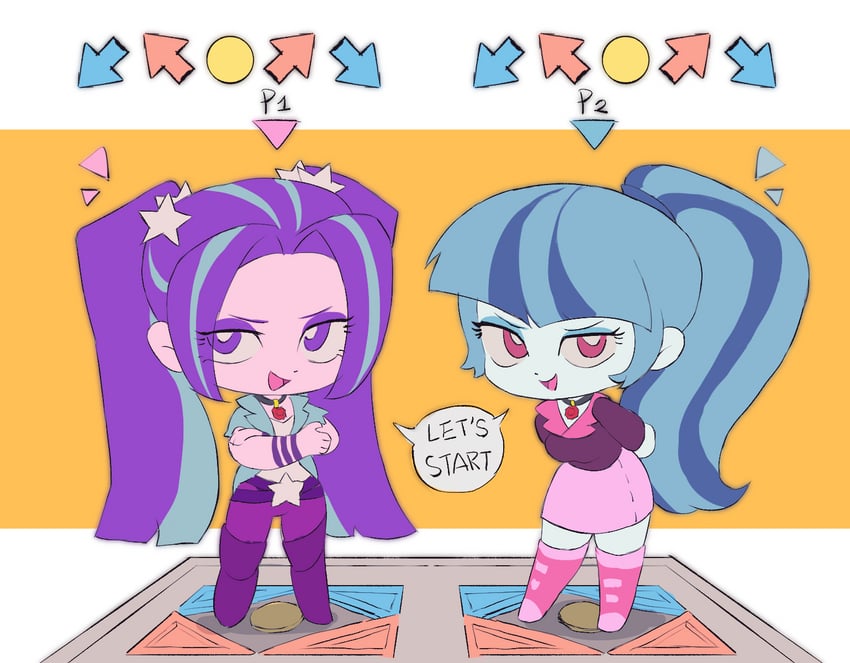 sonata dusk and aria blaze (my little pony and 2 more) drawn by lwen