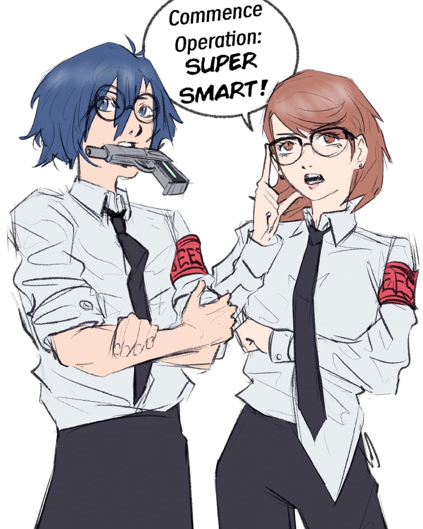 yuuki makoto and takeba yukari (persona and 2 more) drawn by xeeoh