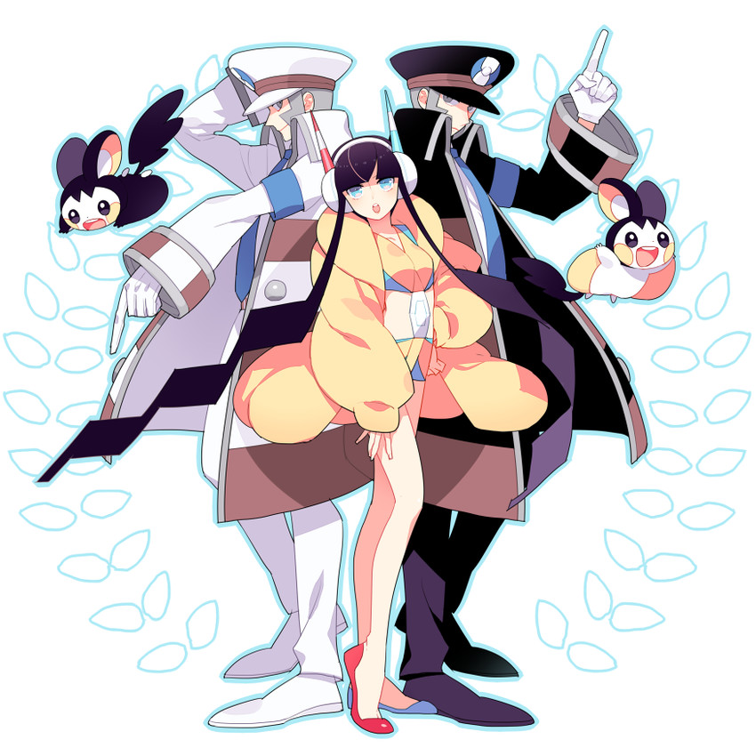 elesa, ingo, emmet, and emolga (pokemon and 1 more) drawn by gum_(gmng)